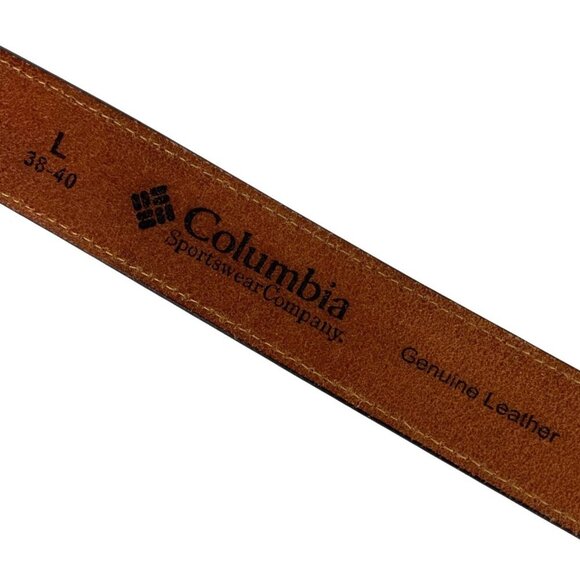 Columbia Mens Brown Genuine Leather Belt Size L 38-40 Bronzed Nickel Buckle - Picture 3 of 3